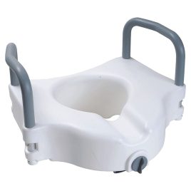 Raised Toilet Seat with Lock and Padded Arms